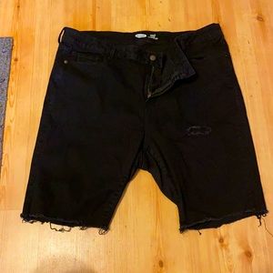 Cut off black denim shorts